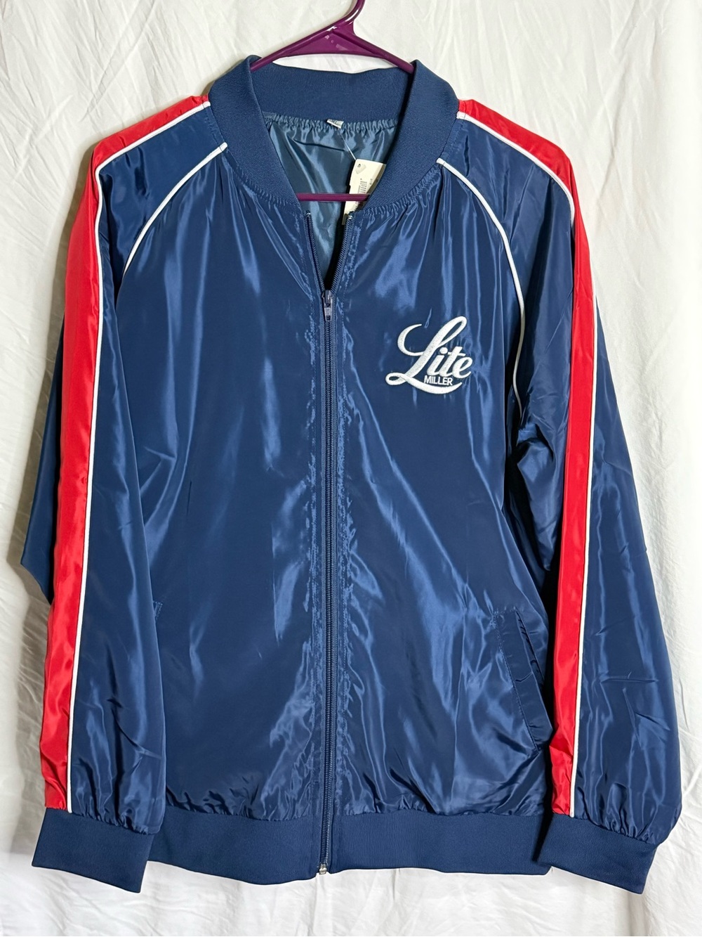 Miller Lite Navy Track Jacket with Red Stripes